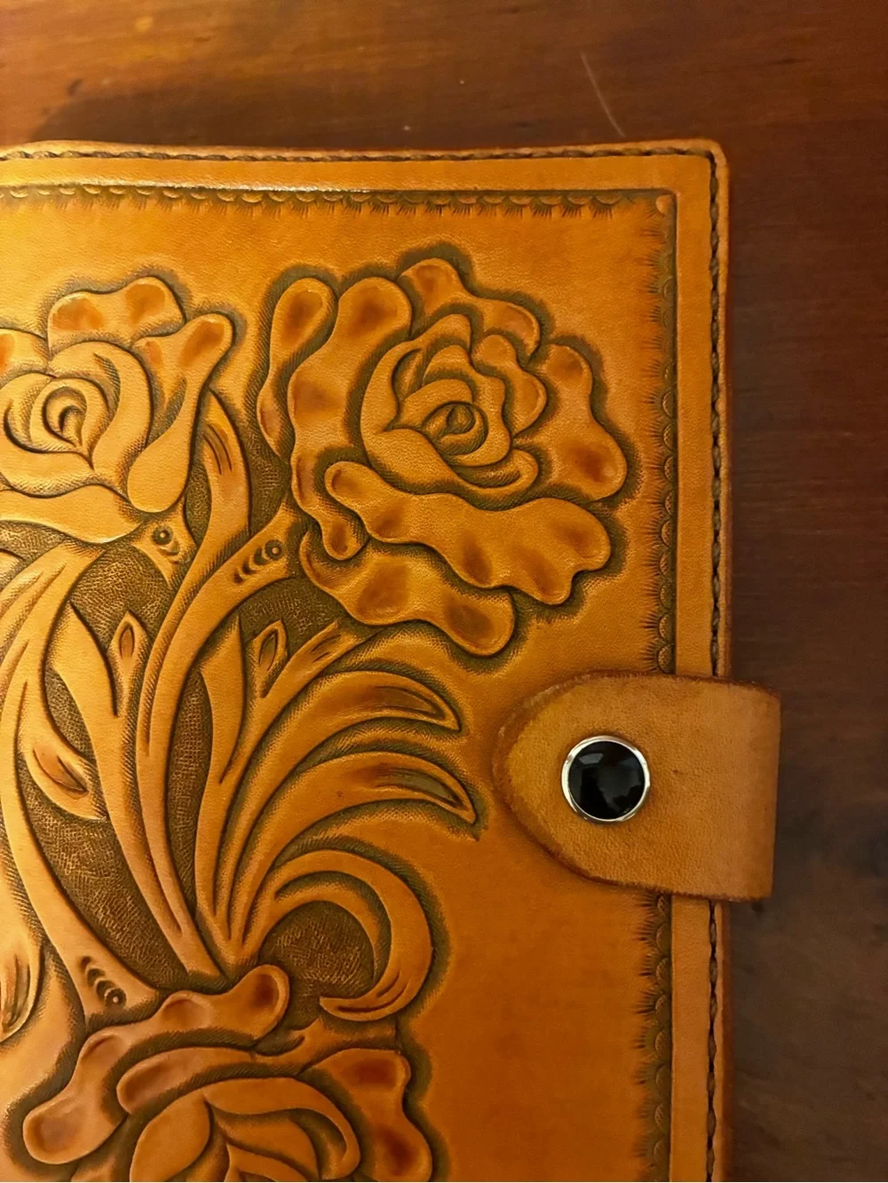 Tooled Leather Floral 6 Ring Binder